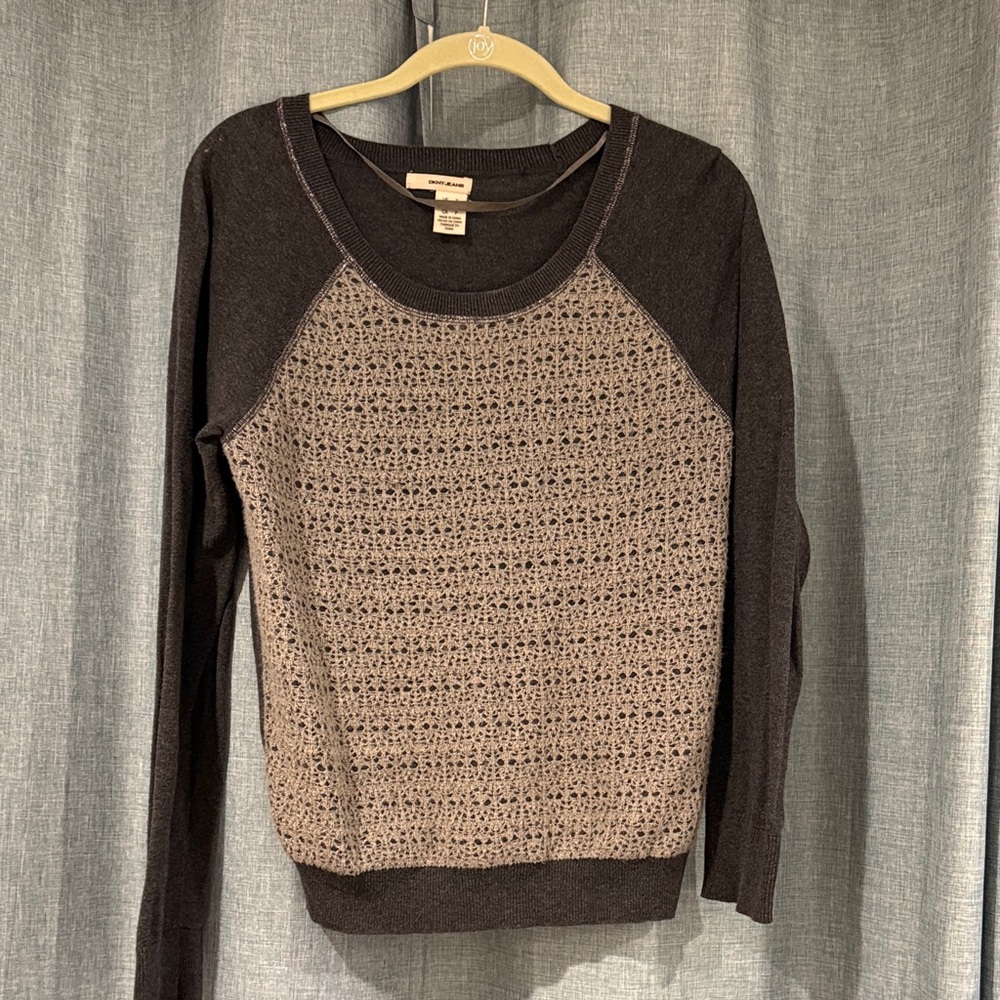 DKNY Black and Gray Knit Sweater